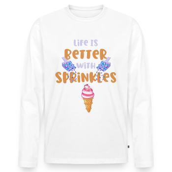 Life is better with sprinkles - Men's Premium Organic Long Sleeve Shirt - white - Front - Nico (187cm)