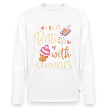Life is better with sprinkles - Men's Premium Organic Long Sleeve Shirt - white - Front - Nico (187cm)