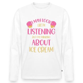 Eiscreme-liebhaber Feinschmecker Tiefkühlkost - Männer Premium Bio Langarmshirt - Weiß - Vorne - Nico (187cm)