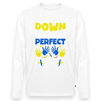 Down Right Perfect Down Syndrome Awareness - Men's Premium Organic Long Sleeve Shirt - white - Front - Nico (187cm)