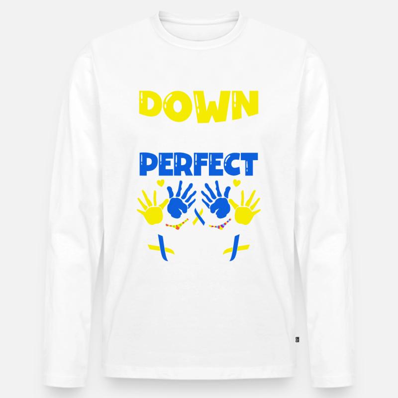 Down Right Perfect Down-syndrom-bewusstsein - Männer Premium Bio Langarmshirt - Weiß