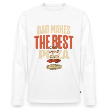 Daddy makes the best pizza lover father's day - Men's Premium Organic Long Sleeve Shirt - white - Front - Nico (187cm)