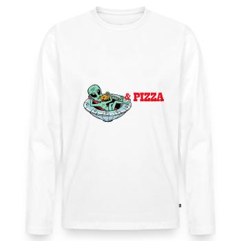 Daddy makes the best pizza lover father's day - Men's Premium Organic Long Sleeve Shirt - white - Front - Nico (187cm)