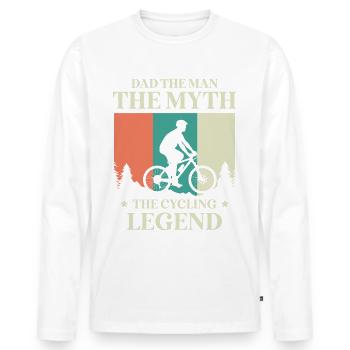 Dad, the man, the myth, the cycling legend, biker - Men's Premium Organic Long Sleeve Shirt - white - Front - Nico (187cm)
