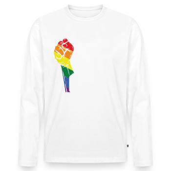 Fierté Gay Diversité sexuelle Gay Fierté gay - T-shirt manches longues Premium bio Homme - blanc - Devant - Nico (187cm)