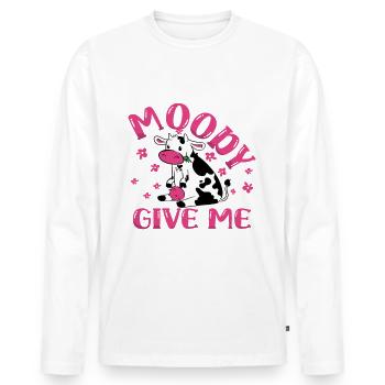 If I'm moody, give me Foody Animal Cow - Men's Premium Organic Long Sleeve Shirt - white - Front - Nico (187cm)