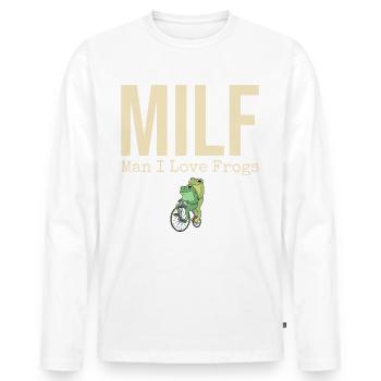 Mann, Ich Liebe Frösche, Amphibie, Frosch, Kröte, - Männer Premium Bio Langarmshirt - Weiß - Vorne - Nico (187cm)