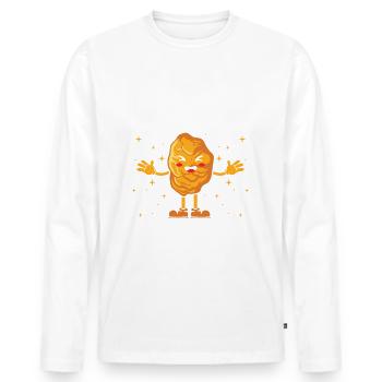Foodie Nuggies Chicken Nugget Expert Food Tendies - Männer Premium Bio Langarmshirt - Weiß - Vorne - Nico (187cm)