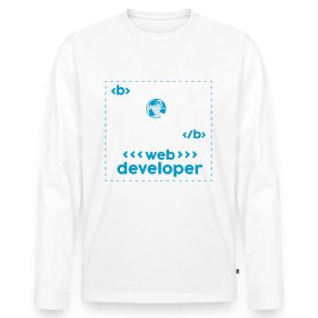 Développeur Web Développement de sites Web Programmeur informatique - T-shirt manches longues Premium bio Homme - blanc - Devant - Nico (187cm)