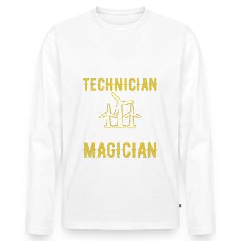 Technicien en éoliennes Windmill Renewables - T-shirt manches longues Premium bio Homme - blanc - Devant - Nico (187cm)