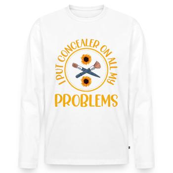 J’applique un correcteur à tous mes problèmes - T-shirt manches longues Premium bio Homme - blanc - Devant - Nico (187cm)