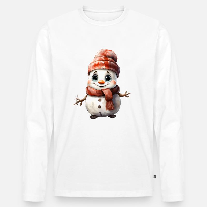 Schneemann - Männer Premium Bio Langarmshirt - Weiß