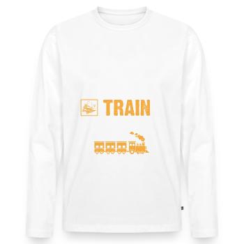 Train Enthusiast Railway Locomotive - Men's Premium Organic Long Sleeve Shirt - white - Front - Nico (187cm)