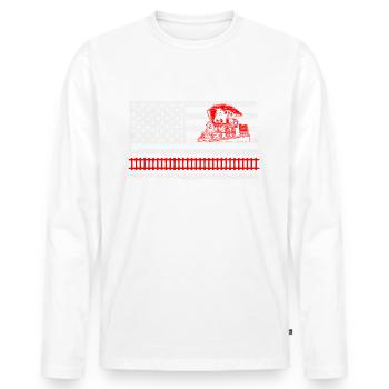 Train Lover Railway Railroad Engineer Usa Flag - Men's Premium Organic Long Sleeve Shirt - white - Front - Nico (187cm)