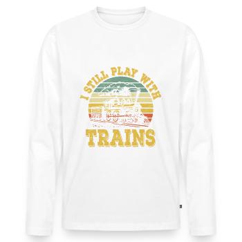 Ich Spiele Immer Noch Mit Zügen Zug - Männer Premium Bio Langarmshirt - Weiß - Vorne - Nico (187cm)