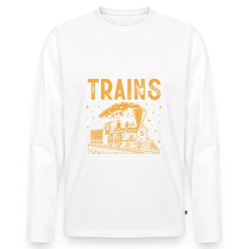 Train Enthusiast Locomotive de chemin de fer - T-shirt manches longues Premium bio Homme - blanc - Devant - Nico (187cm)