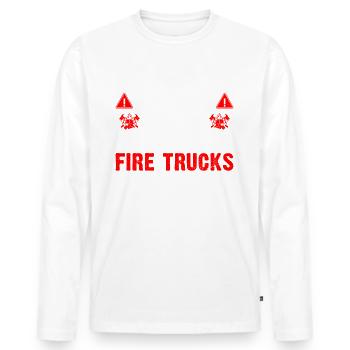 Facilement distrait par un pompier de camion de pompiers - T-shirt manches longues Premium bio Homme - blanc - Devant - Nico (187cm)