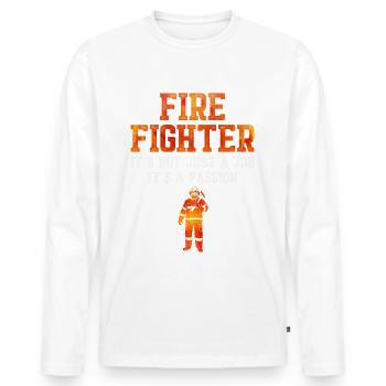 Pompiers Pompiers Pompiers Pompiers Pompiers - T-shirt manches longues Premium bio Homme - blanc - Devant - Nico (187cm)