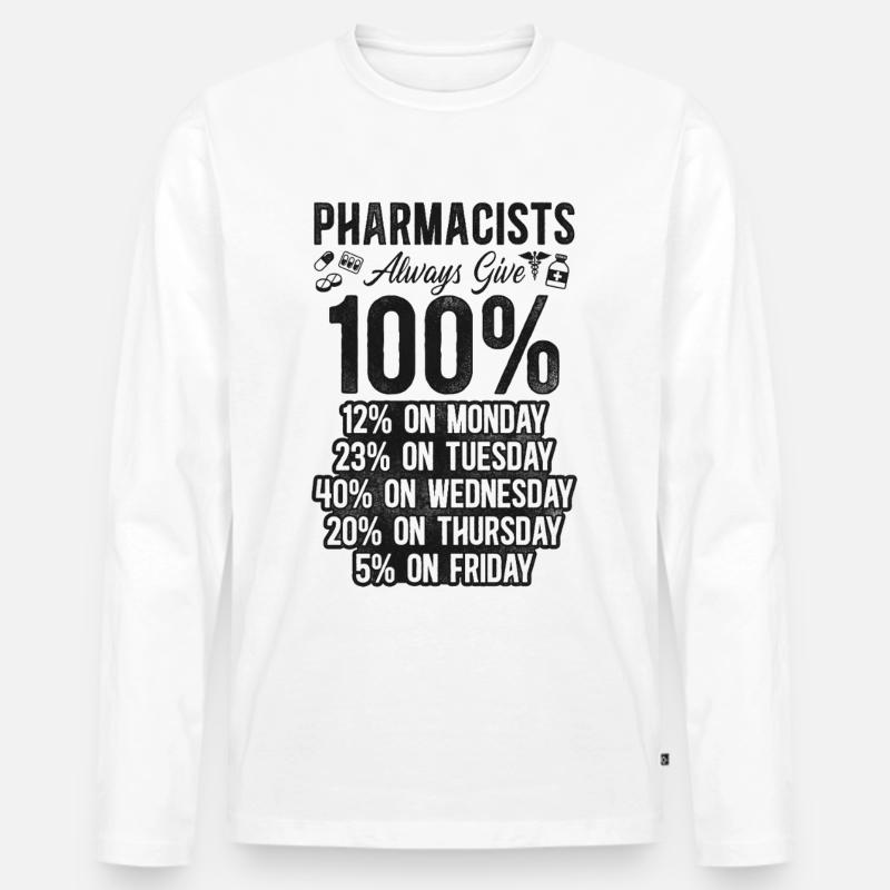 Pharmacy Tech Technician - Männer Premium Bio Langarmshirt - Weiß