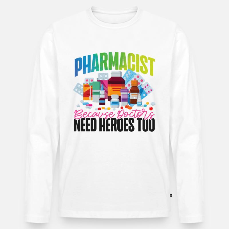 Pharmacy Tech Technician - Männer Premium Bio Langarmshirt - Weiß