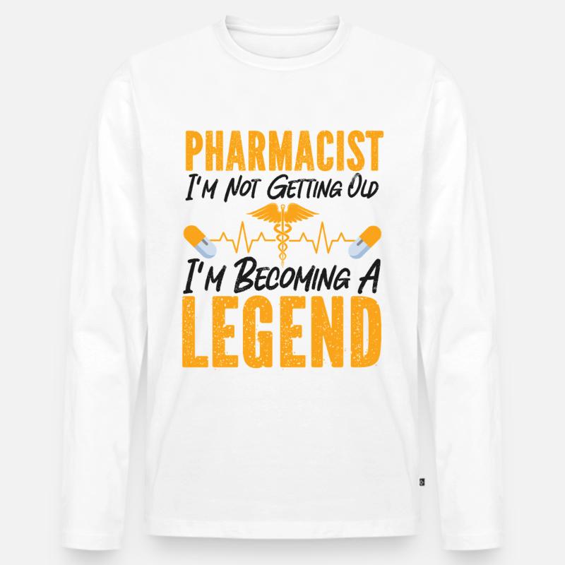 Pharmacy Tech Technician - Männer Premium Bio Langarmshirt - Weiß