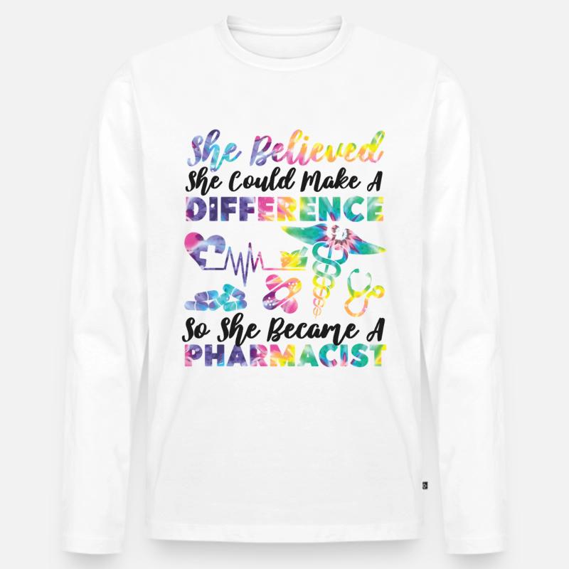 Pharmacy Tech Technician - Männer Premium Bio Langarmshirt - Weiß