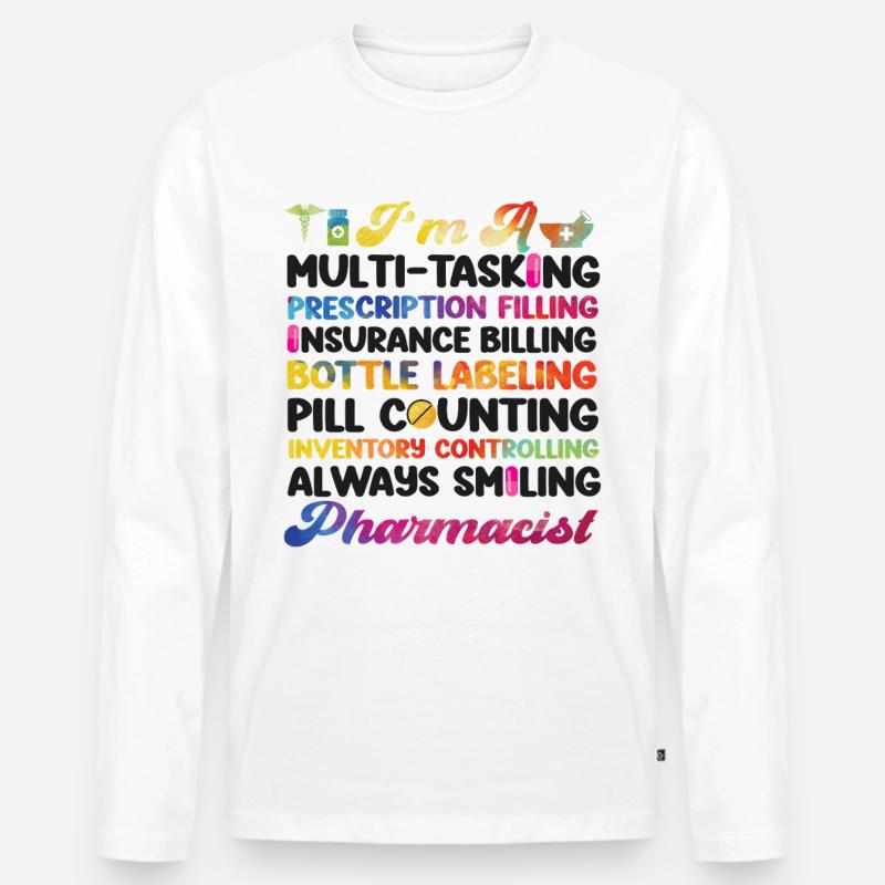 Pharmacy Tech Technician - Männer Premium Bio Langarmshirt - Weiß