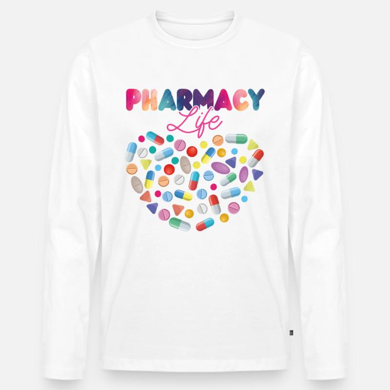 Pharmacy Tech Technician - Männer Premium Bio Langarmshirt - Weiß