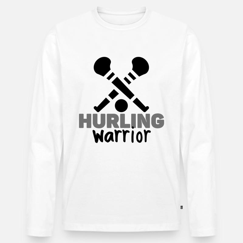 Hurling Krieger. - Männer Premium Bio Langarmshirt - Weiß
