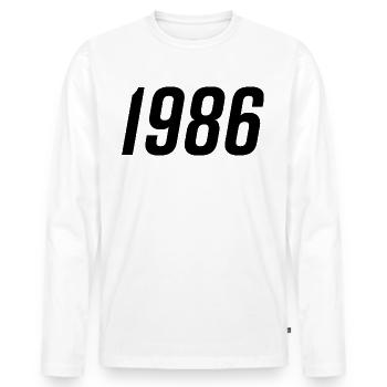 1986 Année de naissance Cadeau - T-shirt manches longues Premium bio Homme - blanc - Devant - Nico (187cm)