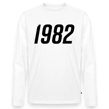 1982 Année de naissance Anniversaire - T-shirt manches longues Premium bio Homme - blanc - Devant - Nico (187cm)