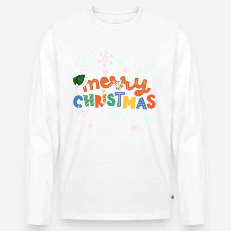 Frohe Weihnachten - Männer Premium Bio Langarmshirt - Weiß
