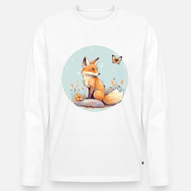 Niedlicher Fuchs - Männer Premium Bio Langarmshirt - Weiß