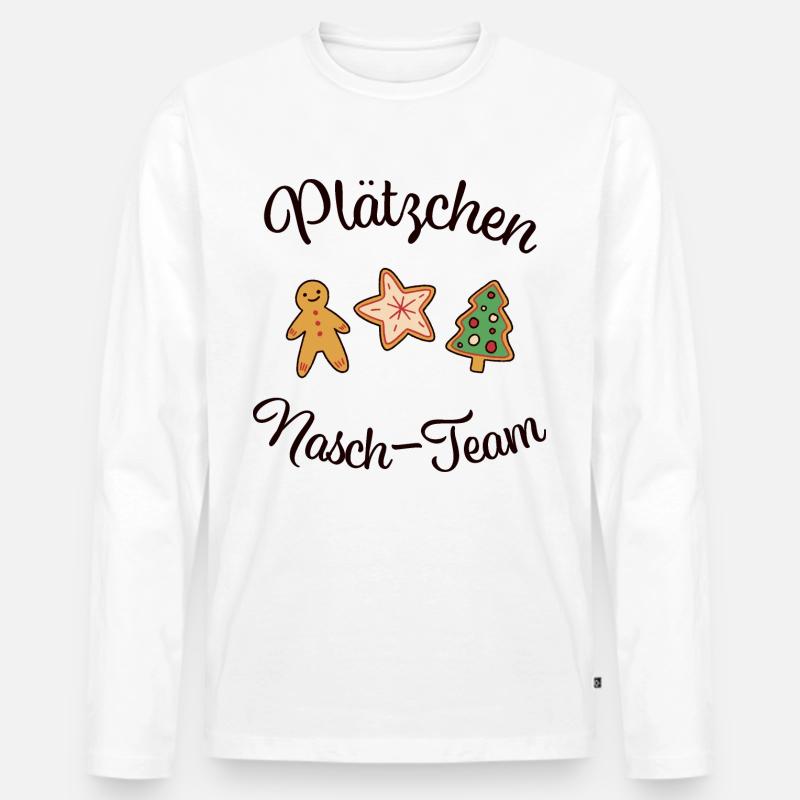 "PLÄTZCHEN - NASCH - TEAM" Weihnachten backen - Männer Premium Bio Langarmshirt - Weiß