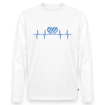 HERZSCHLAG - BAYERN - LOVE - PULS - BAYERNLIEBE - Männer Premium Bio Langarmshirt - Weiß - Vorne - Nico (187cm)