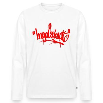 Ingolstadt Graffiti Shirt - Männer Premium Bio Langarmshirt - Weiß - Vorne - Nico (187cm)