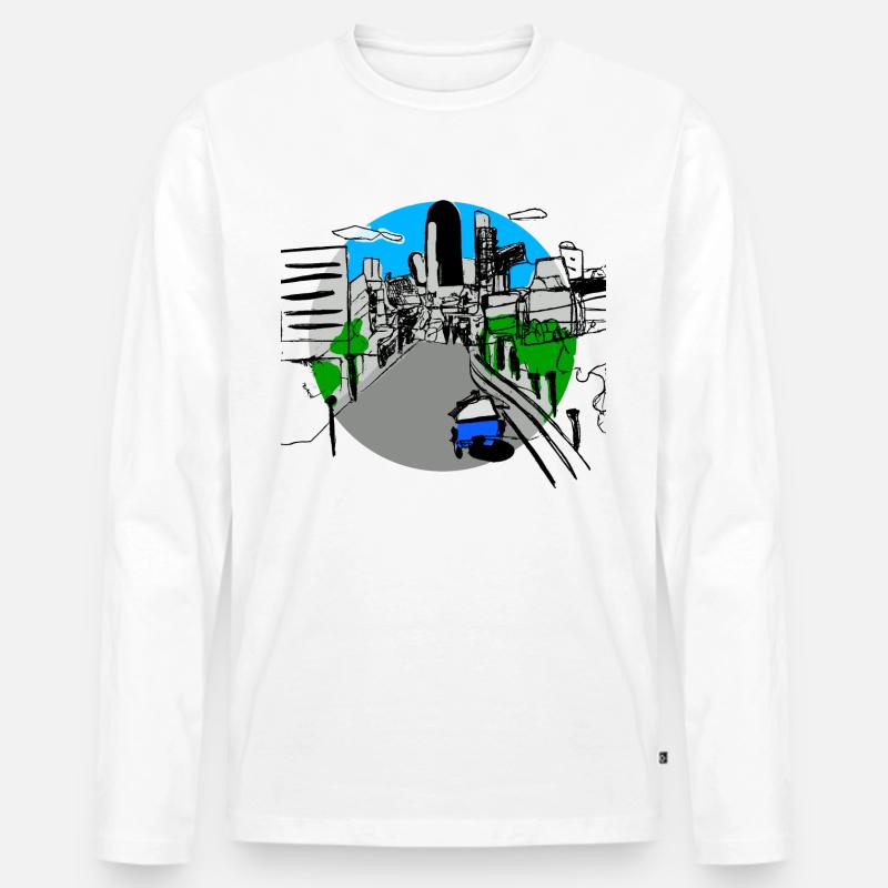 Metropole - Männer Premium Bio Langarmshirt - Weiß