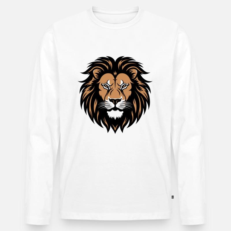 Löwe - Männer Premium Bio Langarmshirt - Weiß