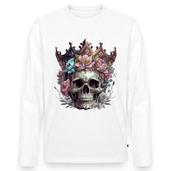 Crâne avec couronne - T-shirt manches longues Premium bio Homme - blanc - Devant - Nico (187cm)