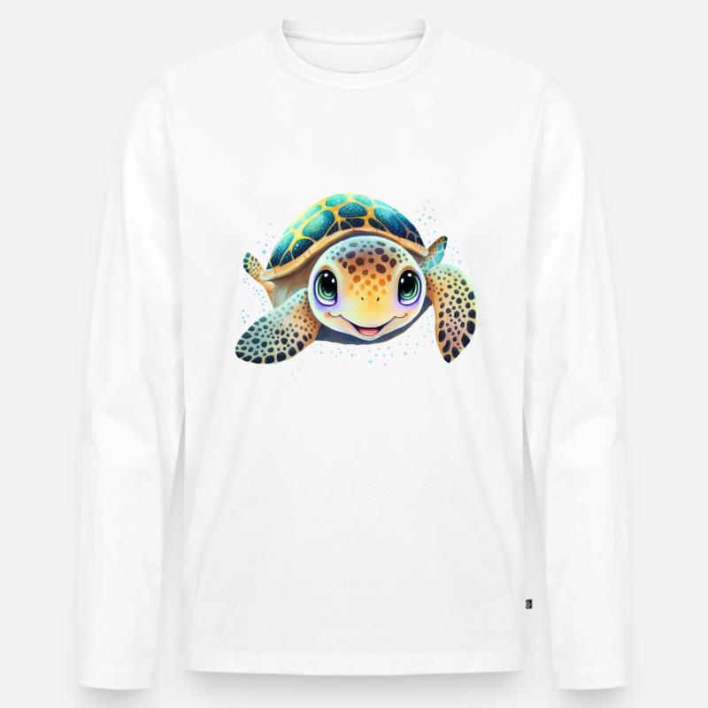 Schildkröte - Männer Premium Bio Langarmshirt - Weiß