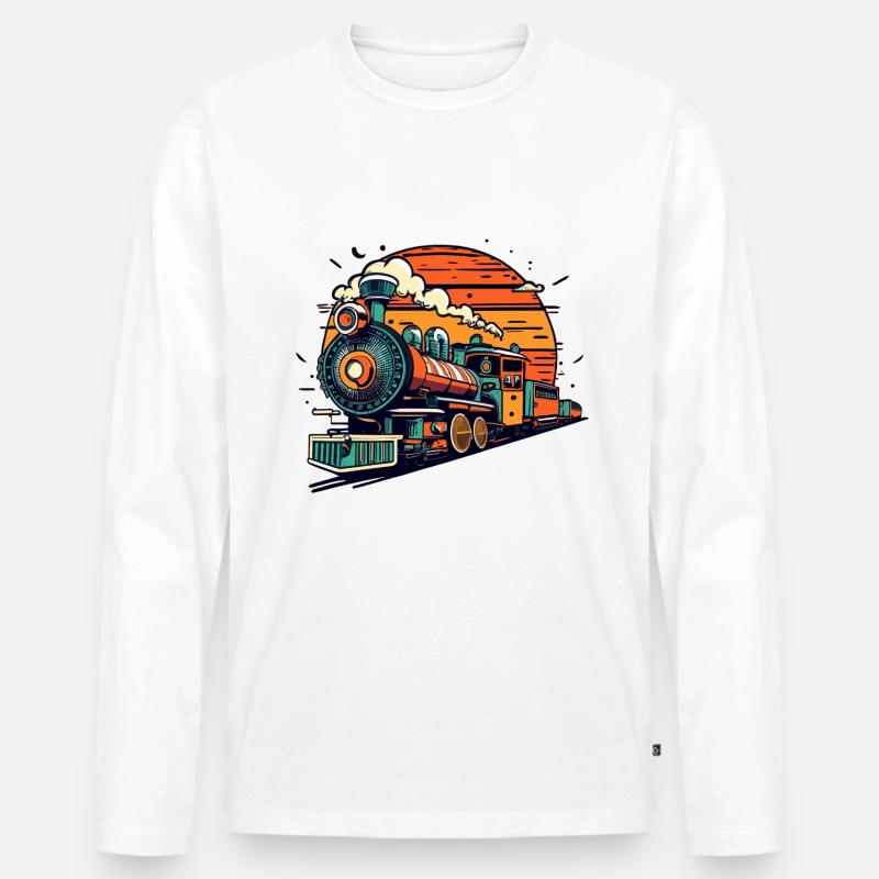 Zugreise - Männer Premium Bio Langarmshirt - Weiß