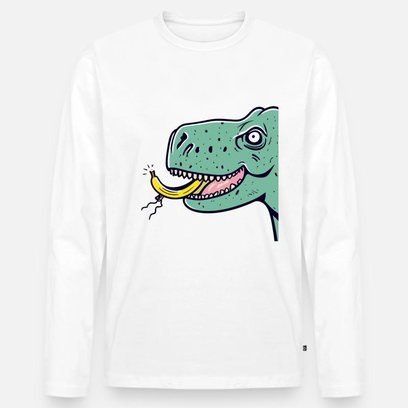Dinosaurier - Männer Premium Bio Langarmshirt - Weiß