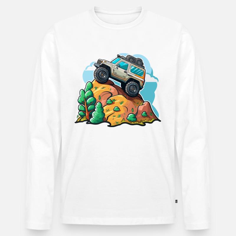 Der Offroad-Kletterer - Männer Premium Bio Langarmshirt - Weiß