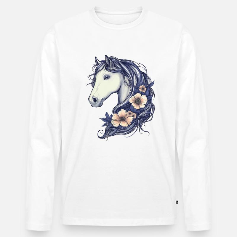 Süßes Pferd - Männer Premium Bio Langarmshirt - Weiß