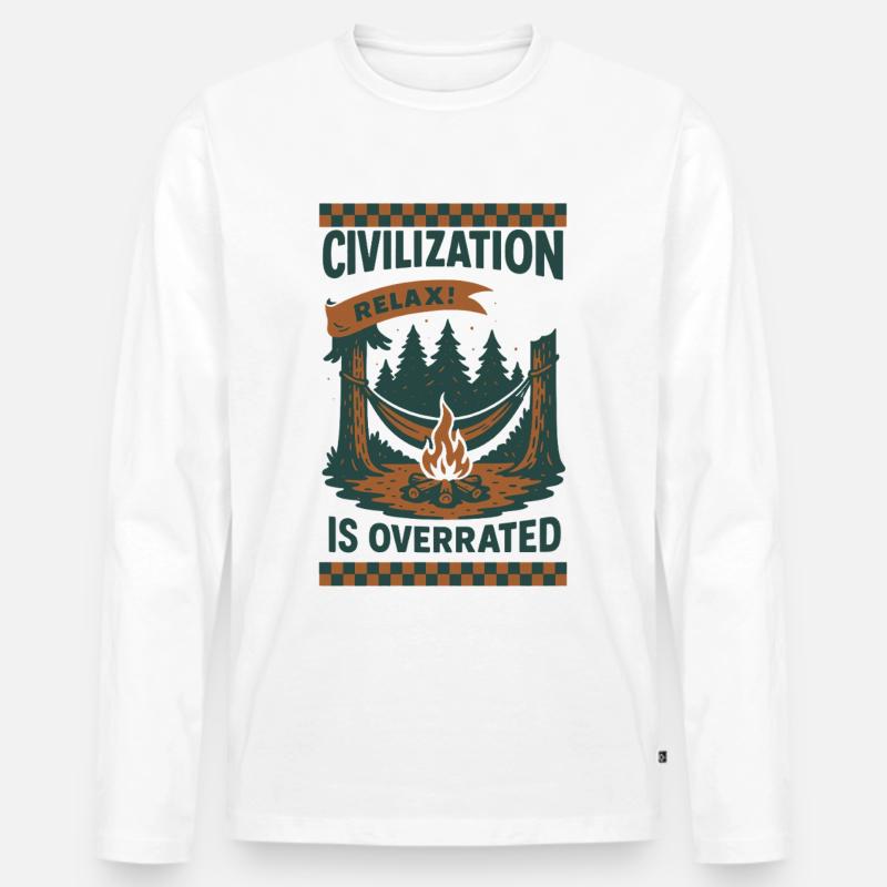 Prepper Survival Bushcrafting Zivilisation - Männer Premium Bio Langarmshirt - Weiß