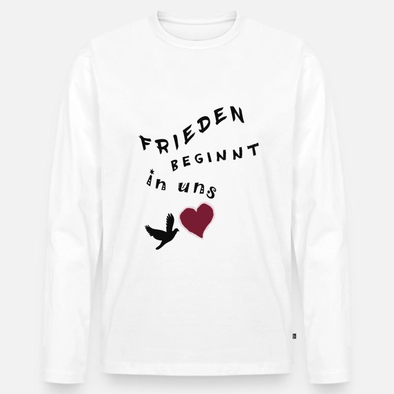 Frieden beginnt in uns - Männer Premium Bio Langarmshirt - Weiß