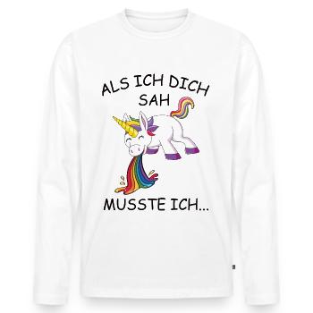 Kotzendes Einhorn Regenbogen - Männer Premium Bio Langarmshirt - Weiß - Vorne - Nico (187cm)