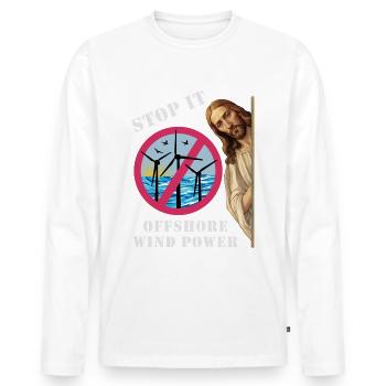 Offshore Windkraft Stopp - Männer Premium Bio Langarmshirt - Weiß - Vorne - Nico (187cm)