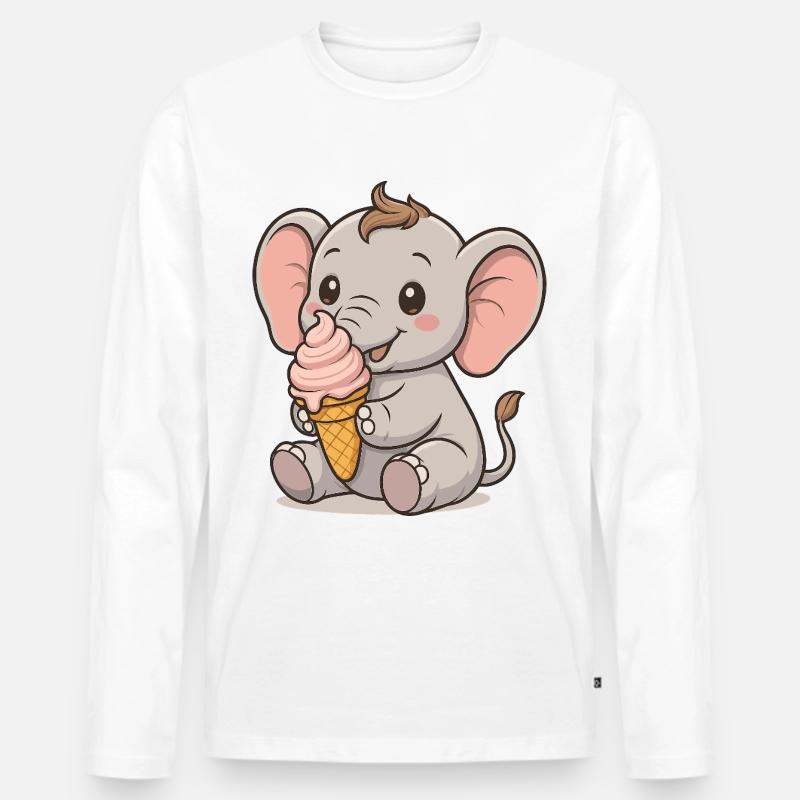 Eiszeit mit Elefant - Männer Premium Bio Langarmshirt - Weiß