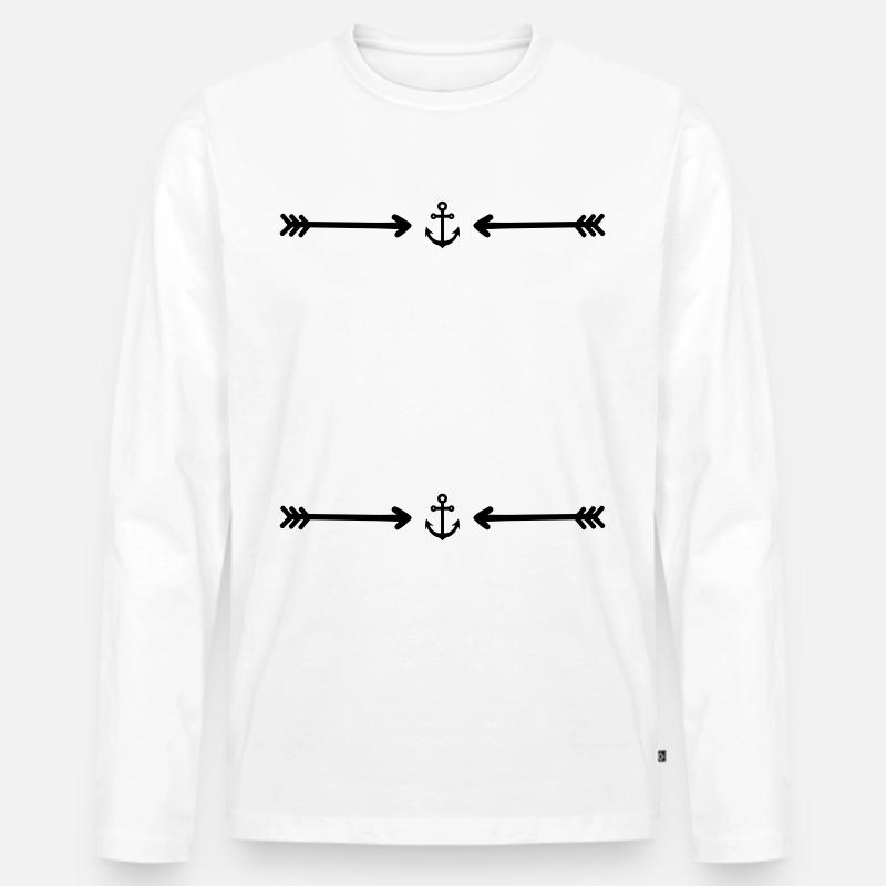 Anker - Rahmen - Muster - Männer Premium Bio Langarmshirt - Weiß